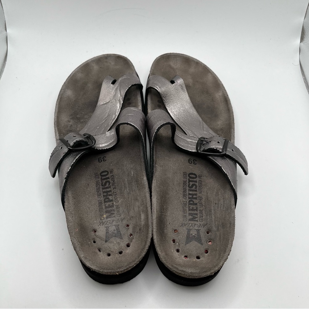 Mephisto Women's Helen Silver Metallic Thong Sandals Size 39 US 8.5 - Picture 6 of 9